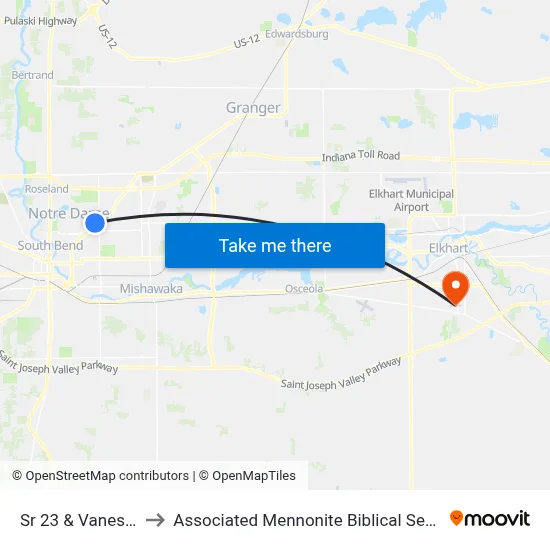 Sr 23 & Vaness St to Associated Mennonite Biblical Seminary map