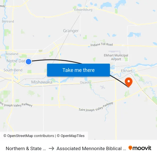 Northern & State Rd. 23 to Associated Mennonite Biblical Seminary map