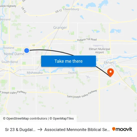 Sr 23 & Dugdale Dr to Associated Mennonite Biblical Seminary map