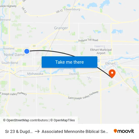 Sr 23 & Dugdale to Associated Mennonite Biblical Seminary map