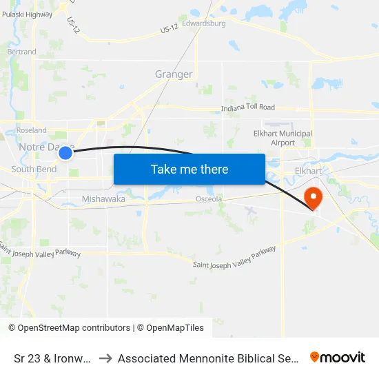 Sr 23 & Ironwood to Associated Mennonite Biblical Seminary map