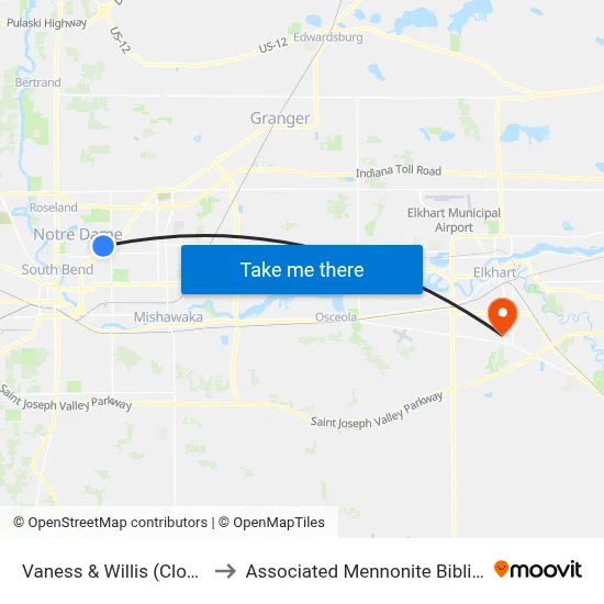 Vaness & Willis (Clover Village) to Associated Mennonite Biblical Seminary map