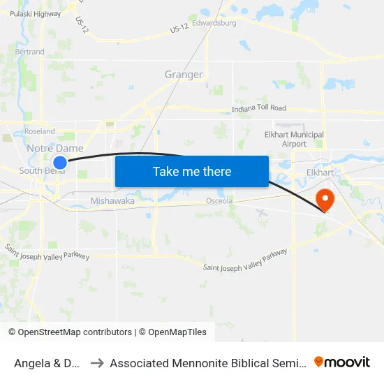 Angela & Duey to Associated Mennonite Biblical Seminary map