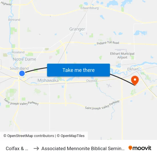 Colfax & Hill to Associated Mennonite Biblical Seminary map