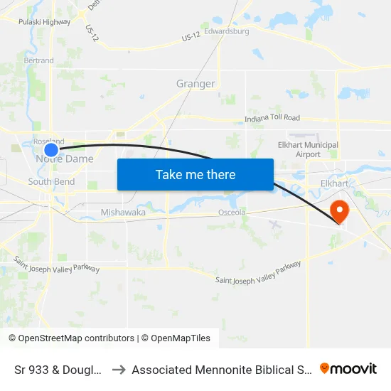 Sr 933 & Douglas Rd to Associated Mennonite Biblical Seminary map