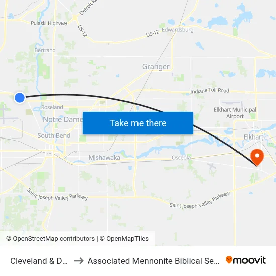 Cleveland & Deahl to Associated Mennonite Biblical Seminary map