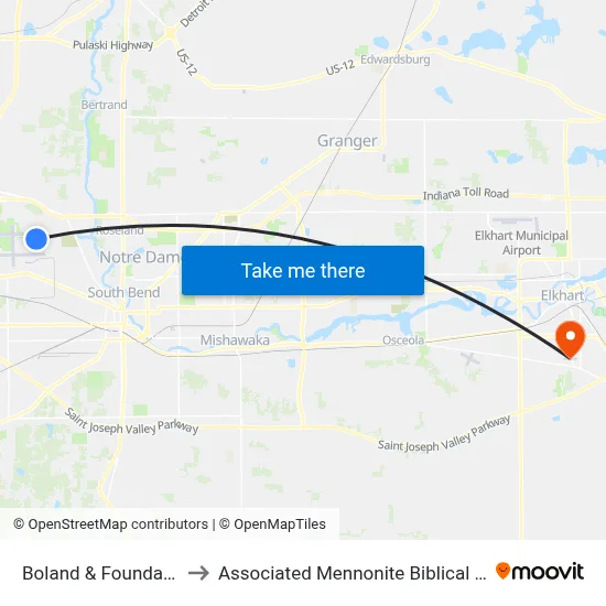Boland & Foundation Ct to Associated Mennonite Biblical Seminary map