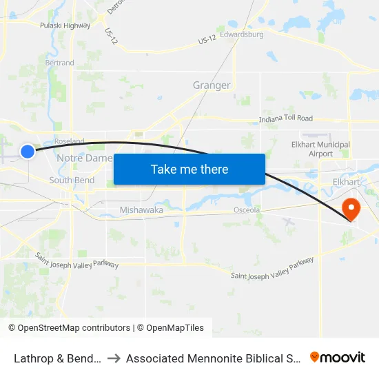 Lathrop & Bendix Dr to Associated Mennonite Biblical Seminary map