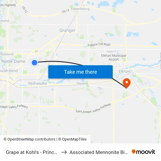 Grape at Kohl's - Princess City Plaza to Associated Mennonite Biblical Seminary map
