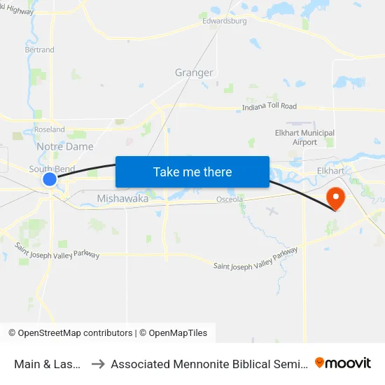 Main & Lasalle to Associated Mennonite Biblical Seminary map
