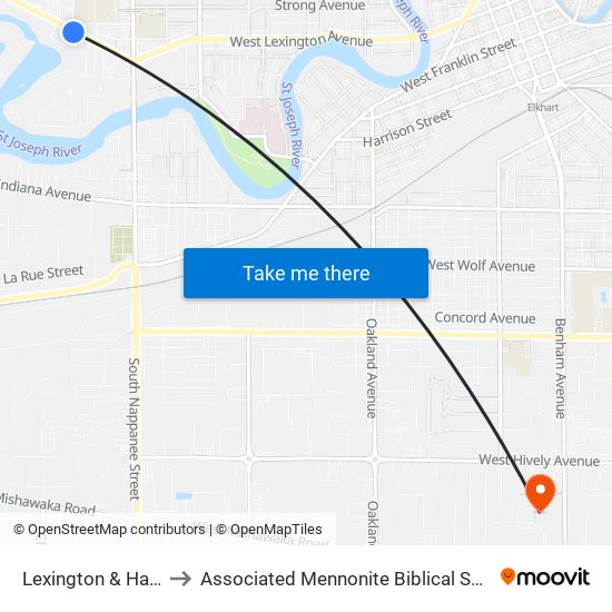 Lexington & Haines to Associated Mennonite Biblical Seminary map