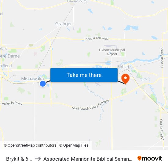 Brykit & 6th to Associated Mennonite Biblical Seminary map