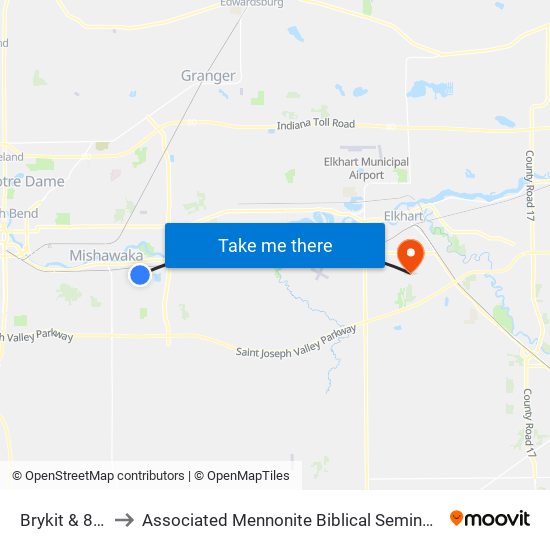 Brykit & 8th to Associated Mennonite Biblical Seminary map