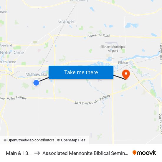 Main & 13th to Associated Mennonite Biblical Seminary map