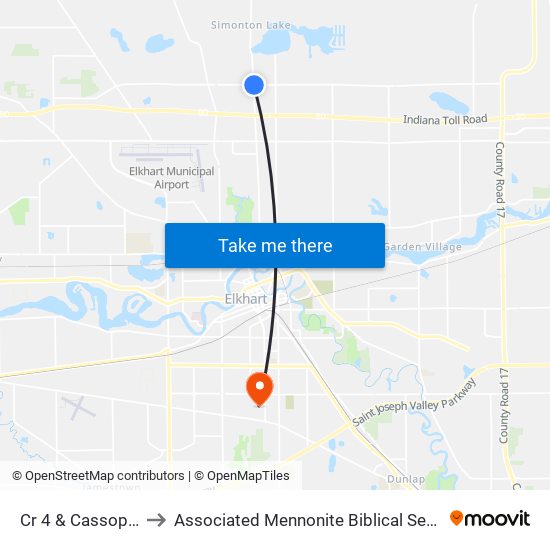 Cr 4 & Cassopolis to Associated Mennonite Biblical Seminary map