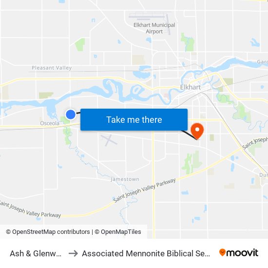 Ash & Glenwood to Associated Mennonite Biblical Seminary map