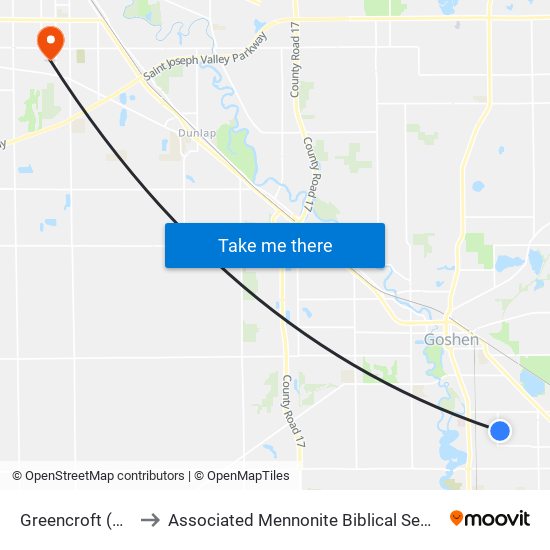 Greencroft (Out) to Associated Mennonite Biblical Seminary map