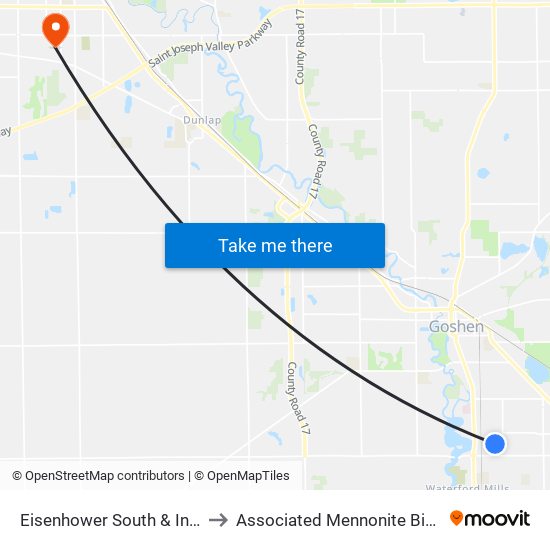 Eisenhower South & Industrial Park to Associated Mennonite Biblical Seminary map