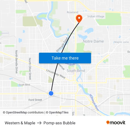 Western & Maple to Pomp-ass Bubble map