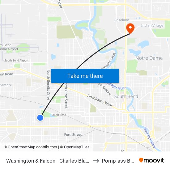 Washington & Falcon -  Charles Black Center to Pomp-ass Bubble map