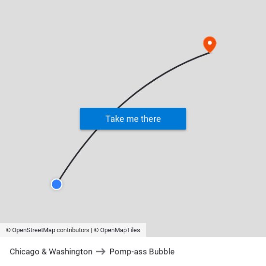 Chicago & Washington to Pomp-ass Bubble map