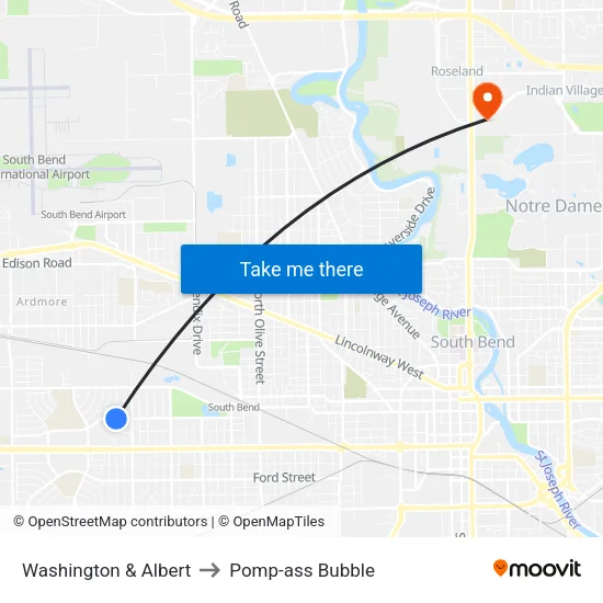 Washington & Albert to Pomp-ass Bubble map