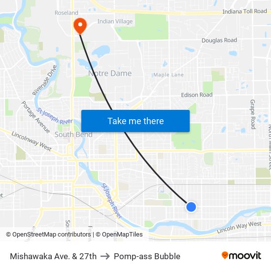 Mishawaka Ave. & 27th to Pomp-ass Bubble map