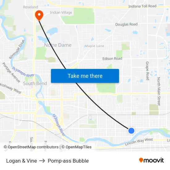 Logan & Vine to Pomp-ass Bubble map