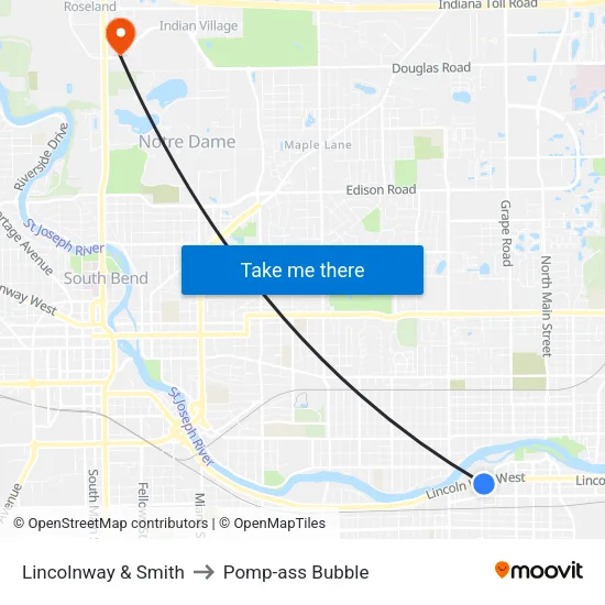 Lincolnway & Smith to Pomp-ass Bubble map