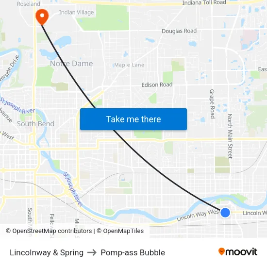 Lincolnway & Spring to Pomp-ass Bubble map