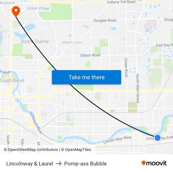 Lincolnway & Laurel to Pomp-ass Bubble map