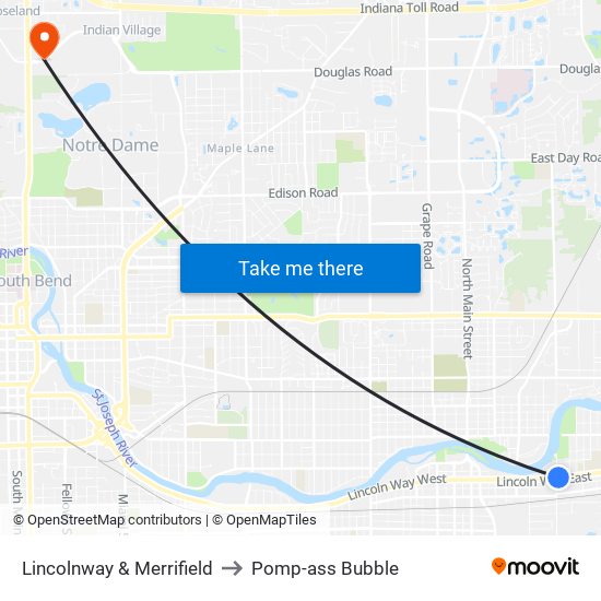 Lincolnway & Merrifield to Pomp-ass Bubble map