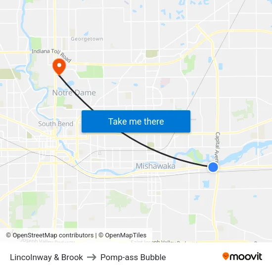 Lincolnway & Brook to Pomp-ass Bubble map