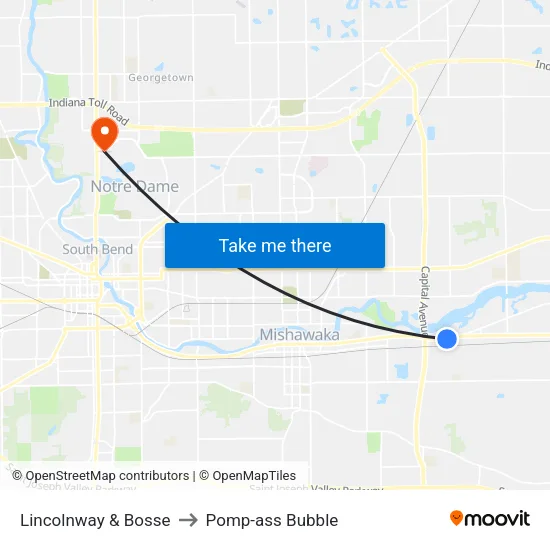 Lincolnway & Bosse to Pomp-ass Bubble map