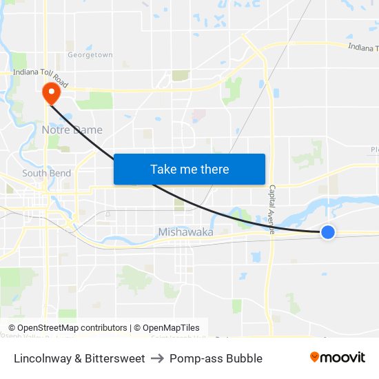 Lincolnway & Bittersweet to Pomp-ass Bubble map