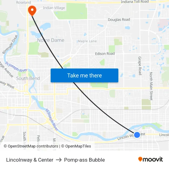 Lincolnway & Center to Pomp-ass Bubble map