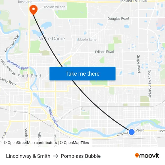 Lincolnway & Smith to Pomp-ass Bubble map