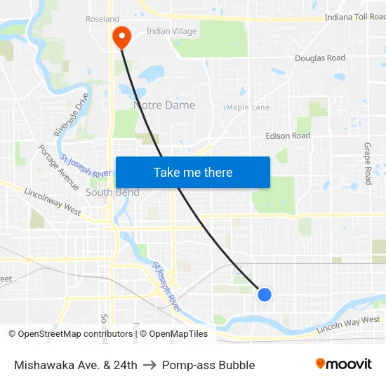 Mishawaka Ave. & 24th to Pomp-ass Bubble map