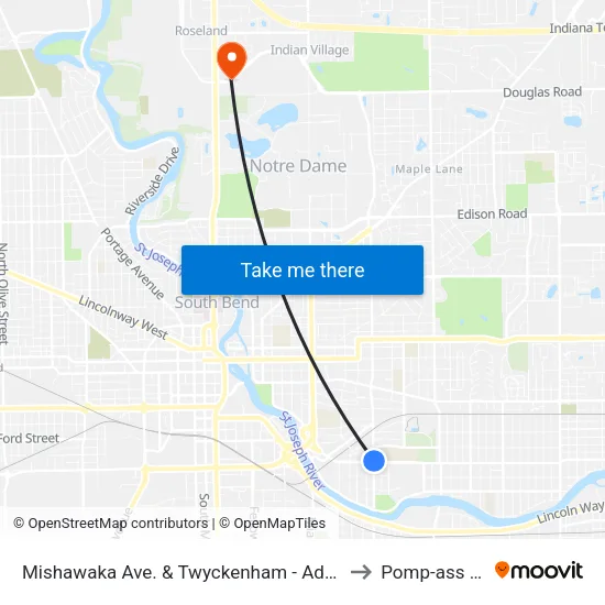 Mishawaka Ave. & Twyckenham - Adams High School to Pomp-ass Bubble map