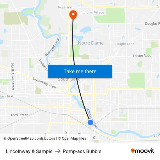Lincolnway & Sample to Pomp-ass Bubble map