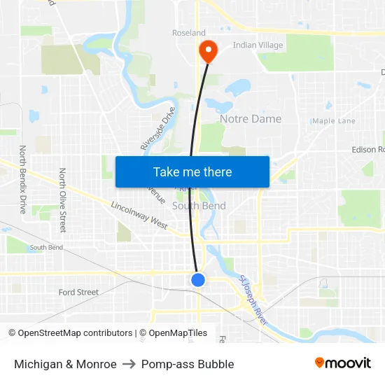 Michigan & Monroe to Pomp-ass Bubble map