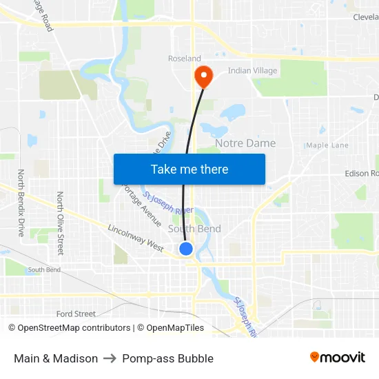 Main & Madison to Pomp-ass Bubble map
