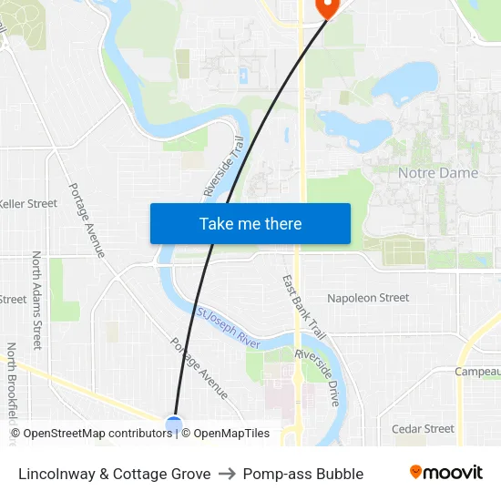 Lincolnway & Cottage Grove to Pomp-ass Bubble map