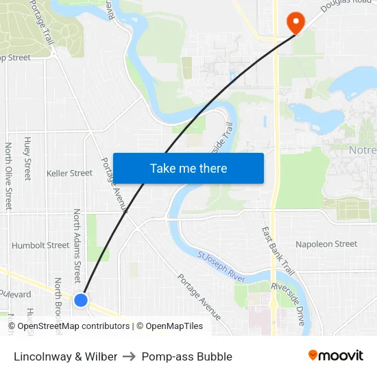 Lincolnway & Wilber to Pomp-ass Bubble map
