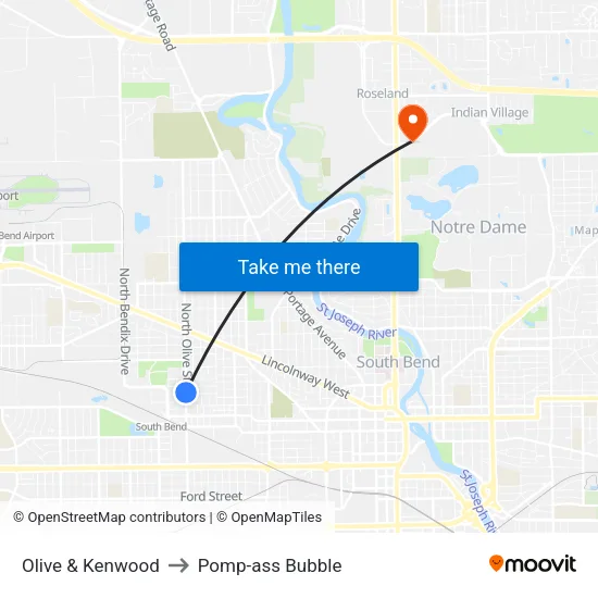Olive & Kenwood to Pomp-ass Bubble map