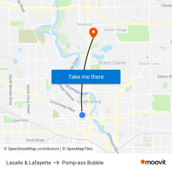 Lasalle & Lafayette to Pomp-ass Bubble map