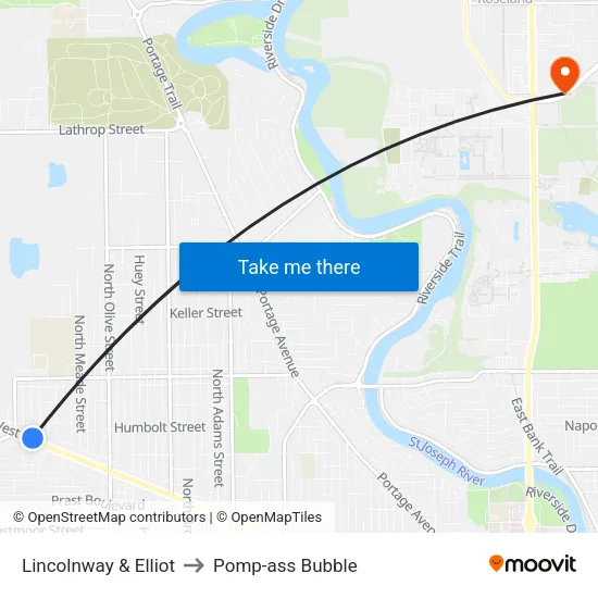 Lincolnway & Elliot to Pomp-ass Bubble map
