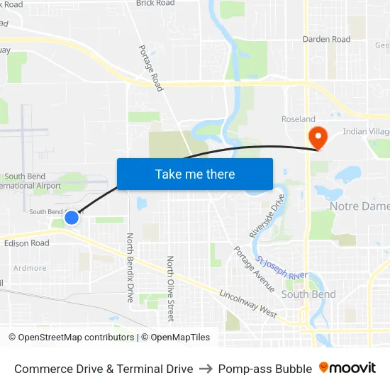 Commerce Drive & Voorde Drive to Pomp-ass Bubble map