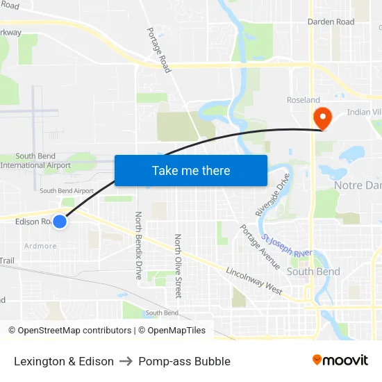 Lexington & Edison to Pomp-ass Bubble map
