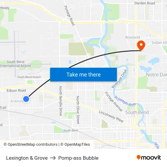 Lexington & Grove to Pomp-ass Bubble map